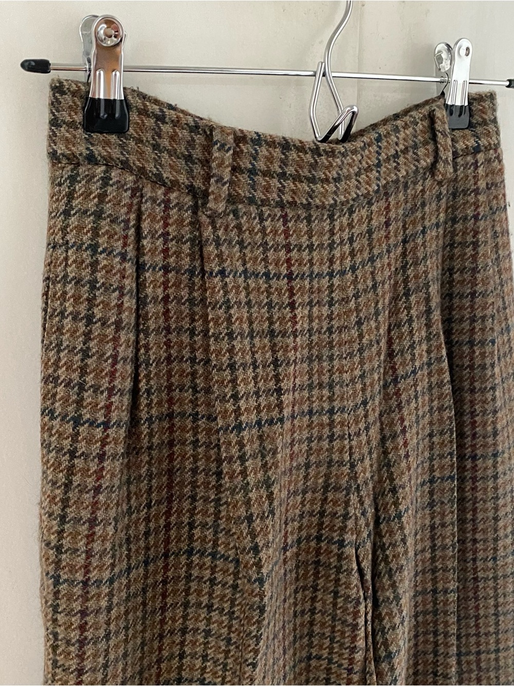 VTG Polo Ralph Lauren 100% Wool Houndstooth Pleated Trousers USA Made - 24" - Picture 3 of 11